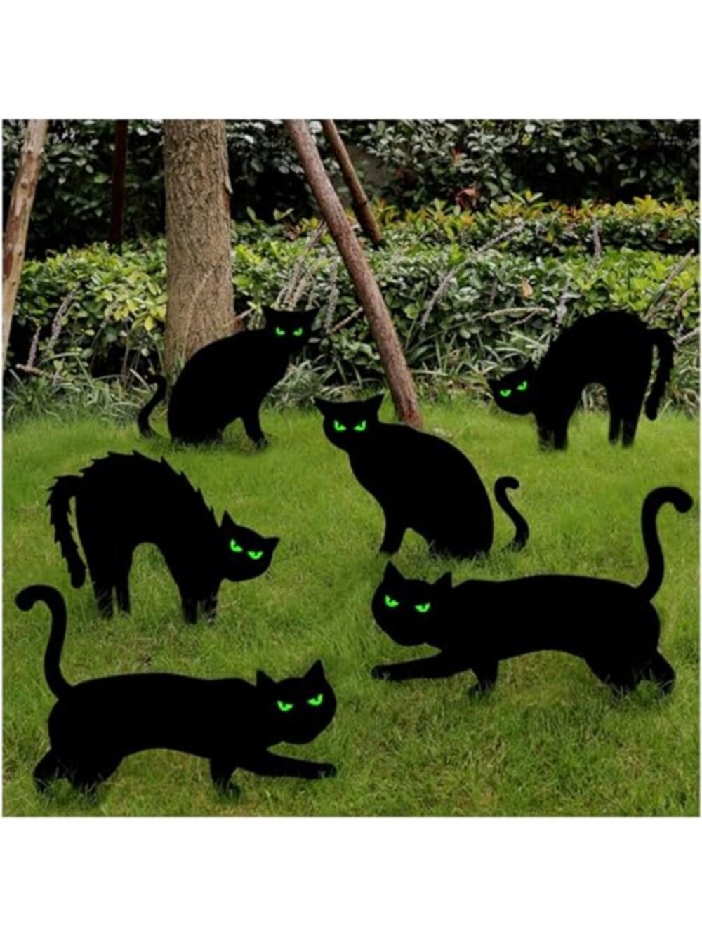 Halloween Decorations Outdoor, 6ct Black Cat Decor Yard Signs with Stakes,